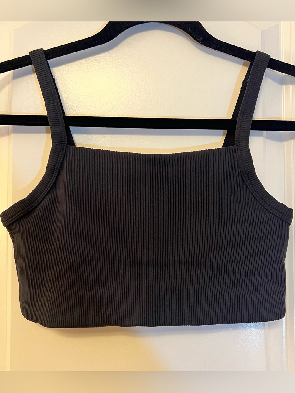 Aerie OFFLINE Goals Ribbed Square Neck Sports Bra Black - Medium